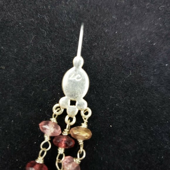 Pink Chandelier French Hook Pierced Earrings with - Picture 5 of 5
